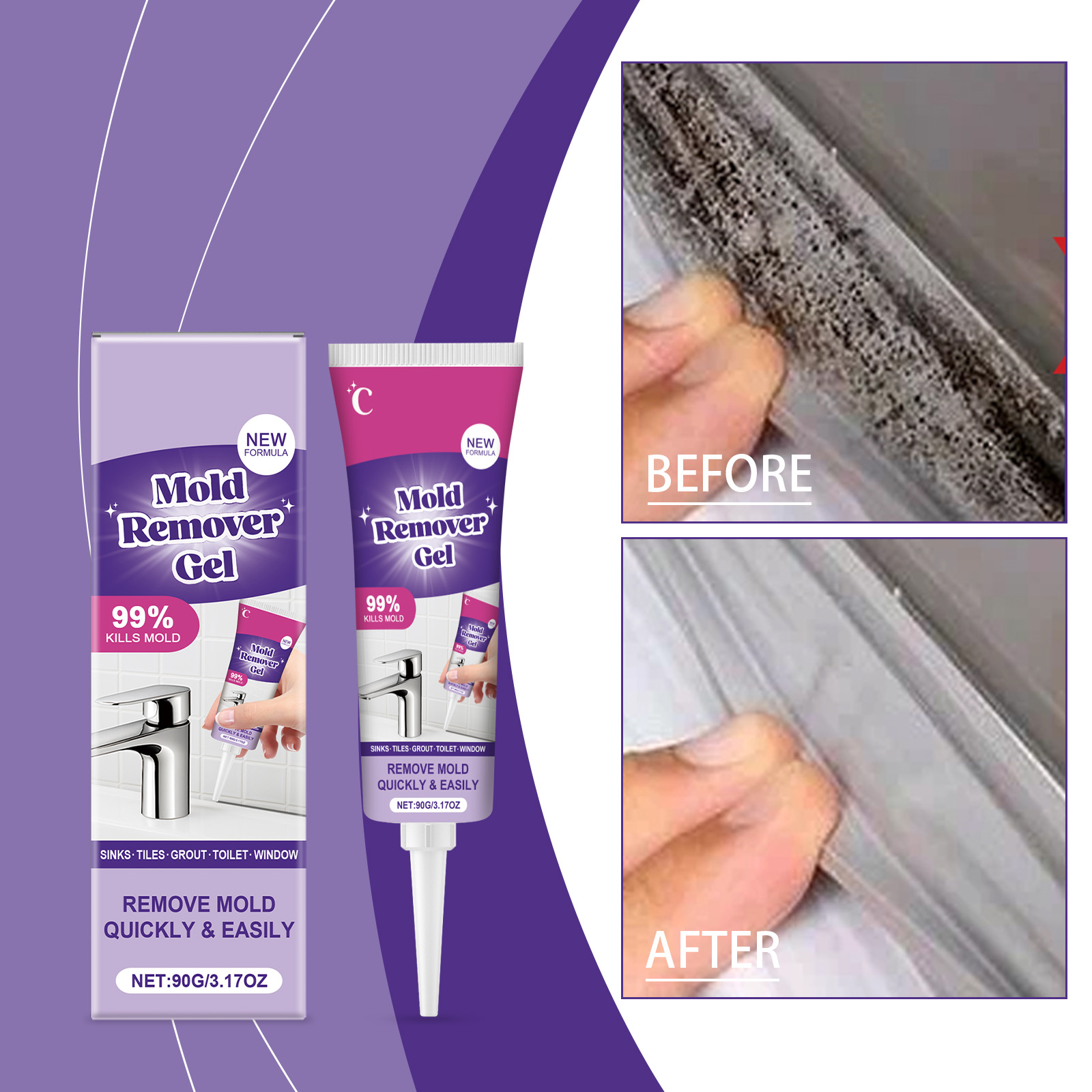 Home Bathroom Cleaning Solution - Leistungsstarkes Haushaltsreinigungsgel für Wandfliesen, Fugen, Dichtmittel,
