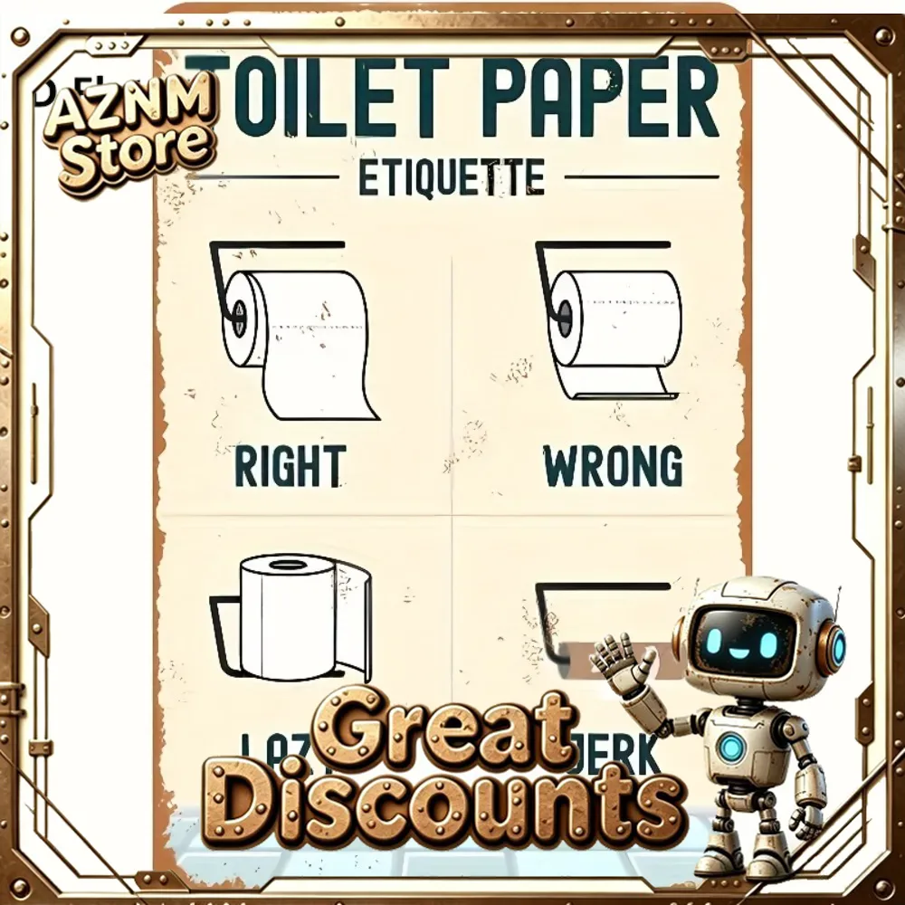 Home Bathroom Etiquette - Toilettenpapier-Etikettenschild, 2D, flach, 15 cm x