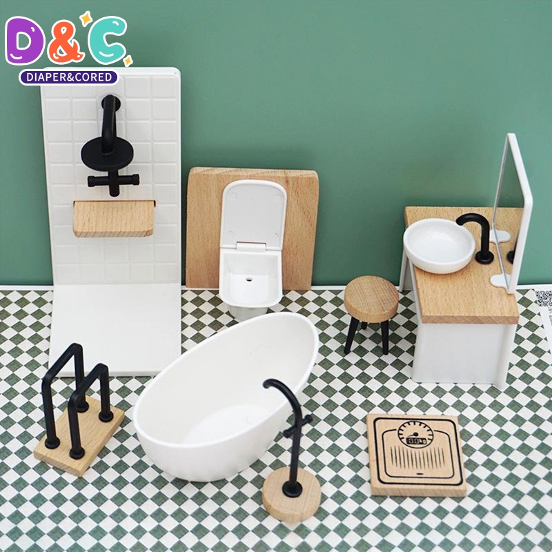 Home Bathroom Renovation - 1:6/1:12 Puppenhaus Miniatur Badezimmer Set Duschraum