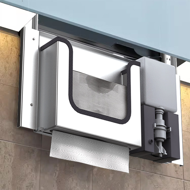 Home Bathroom Towel Dispenser - Edelstahl Versteckter Papierhandtuchspender mit Seifenspender und