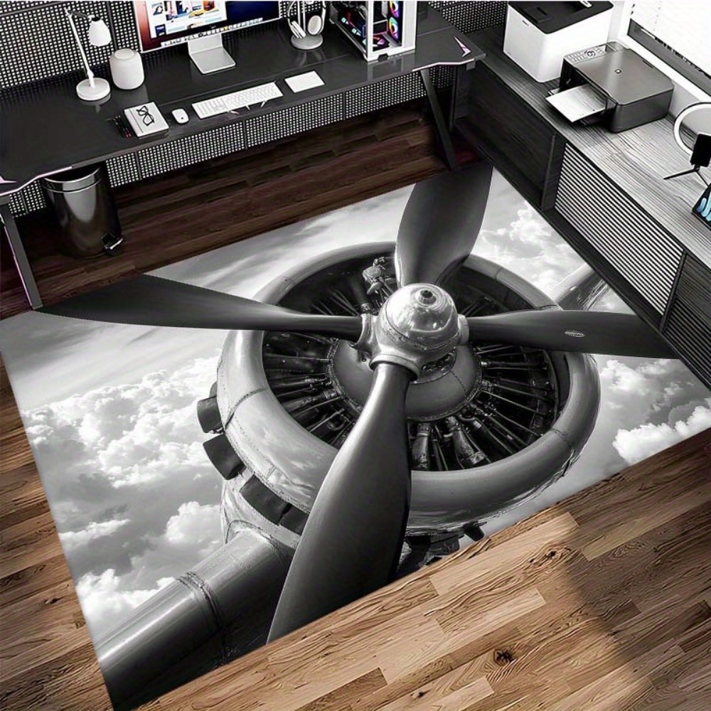 Jet Home Bathroom Mats - Vom Luftfahrt inspirierte Jet-Engine-Propeller-Bodenmatte, rutschfester rechteckiger