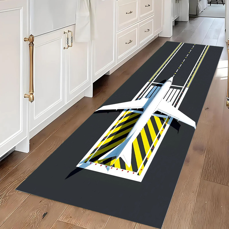 Jet Home Bathroom Mats - Top View Airport Apron Gelber, rutschfester