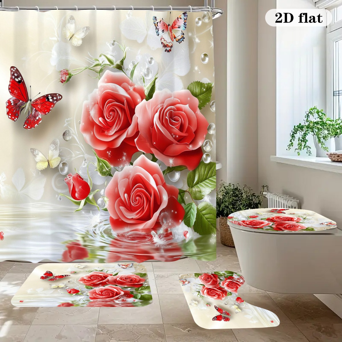 2D Flat, 2D Flat 4-teiliges Ba – Home Bathroom With Two Toilets Bewertung und Preis